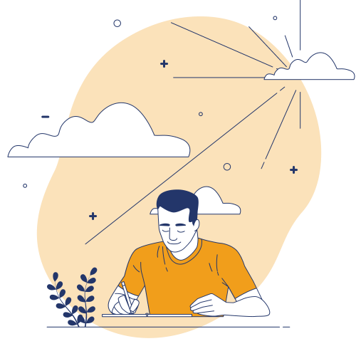 Ilustración persona escribiendo